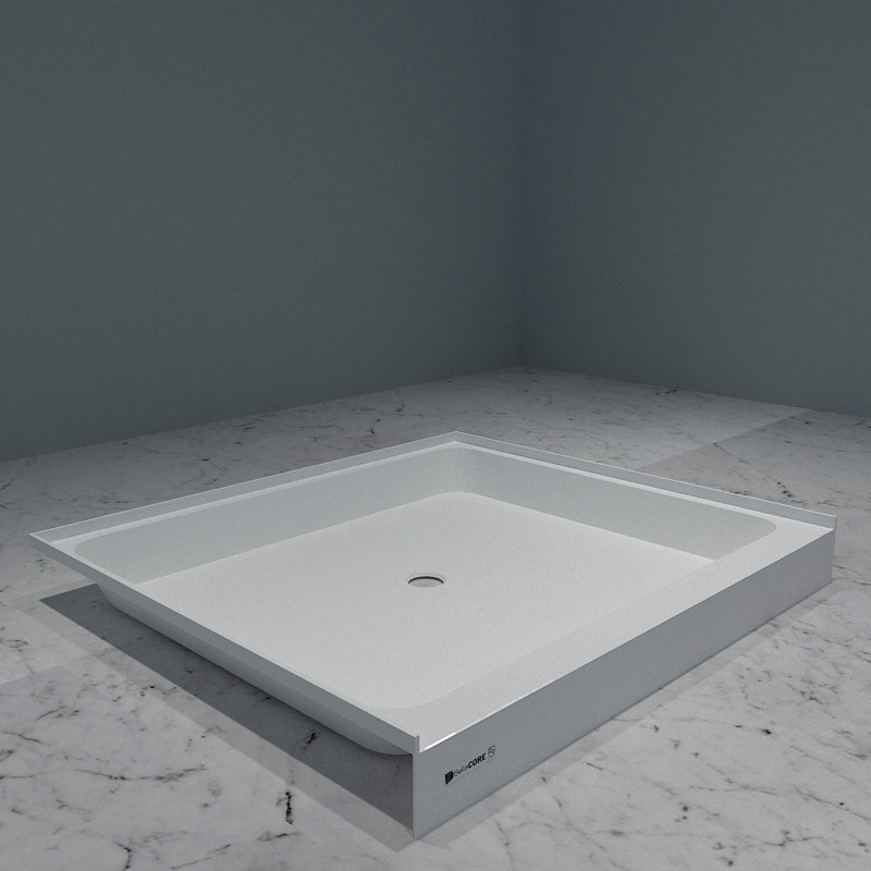  48 x 48 - Drain central - Seuil simple - Base de douche en acrylique