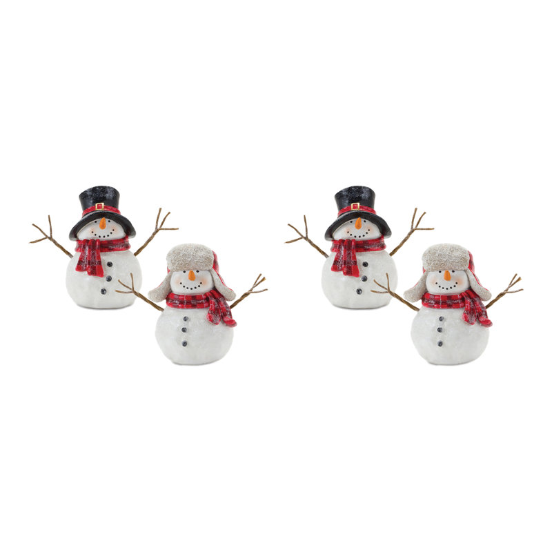 Figurine bonhomme de neige avec écharpe (ensemble de 4)