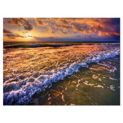 « magnifique coucher de soleil avec eaux blanches », reproduction de photo sur toile tendue
