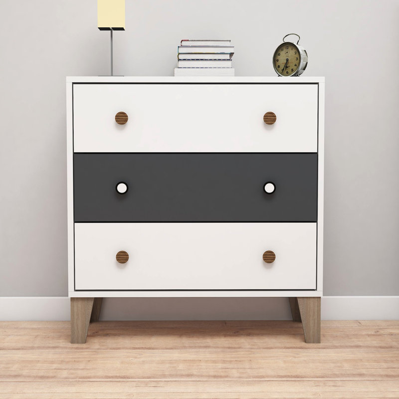 Commode 3 tiroirs 31,5 po Borst, Blanc / anthracite