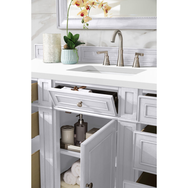 Bristol 60'' W Single Vanity, White Zeus, Bright White, 8" Widespread