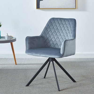 Modern Desk Chair No Wheel, Ergonomic Office Chair Home Office Upholstered Chair, Computer Chair For Bedroom, Reception Room, Living Room With Metal