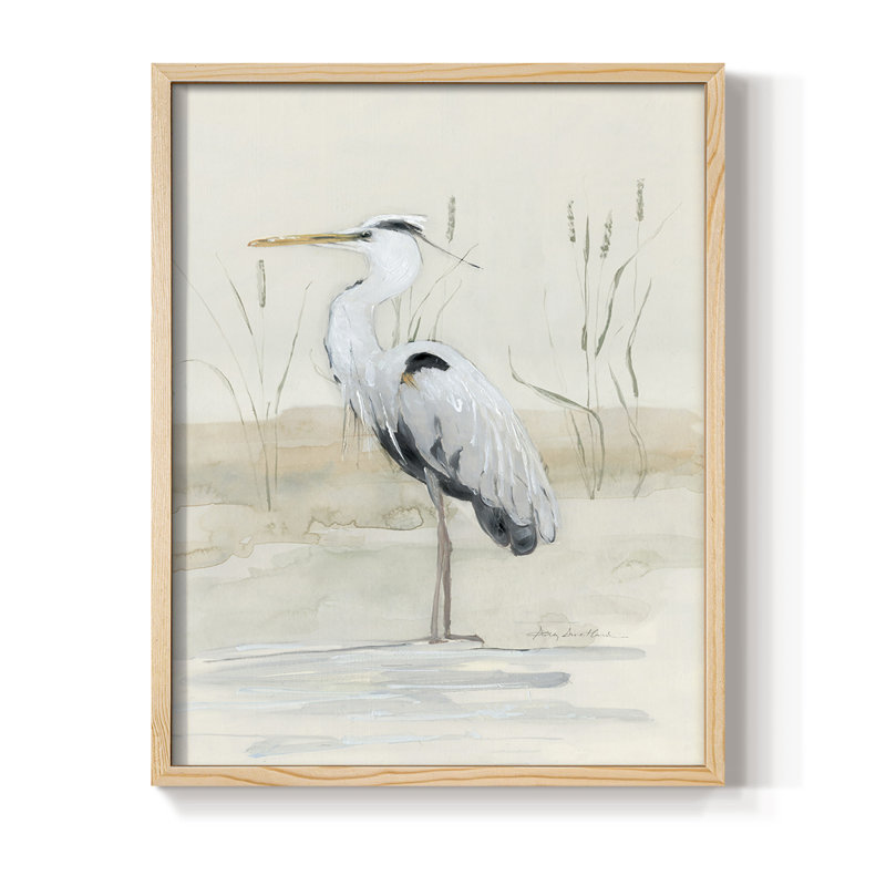Heron II Framed Print - Solid Wood, 11" H x 9" W