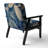 Vintage Botanical Autumn Leaves Faded Blue I - Velvet Upholstered Contemporary Arm Chair, Botanical Abstract Accent Chair