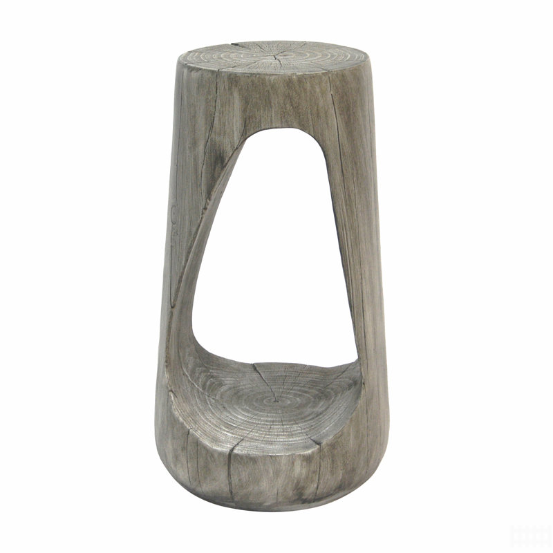 Outdoor Side Table,Hollow Design End Table,Patio Garden Stool Table,Decorative Accent Table, Gray