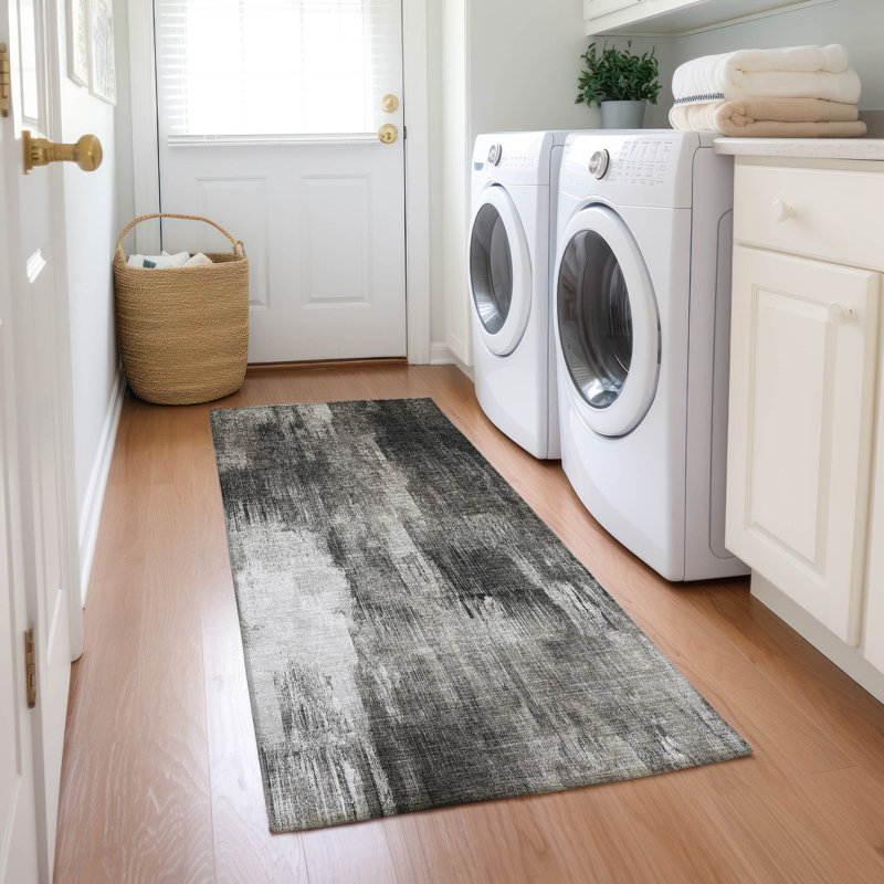 Tapis intérieur / extérieur en polyester tissé à la machine Caseville, Tapis de couloir 2 pi 3 po x 7 pi 6 po