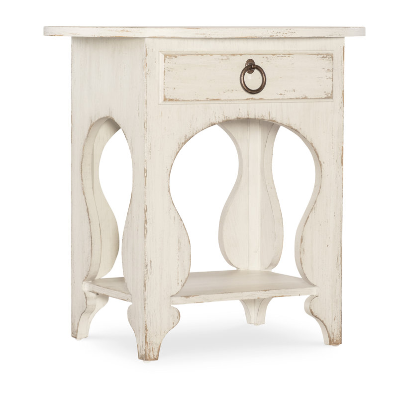 Table de chevet ovale à tiroir Americana, Crème/beige