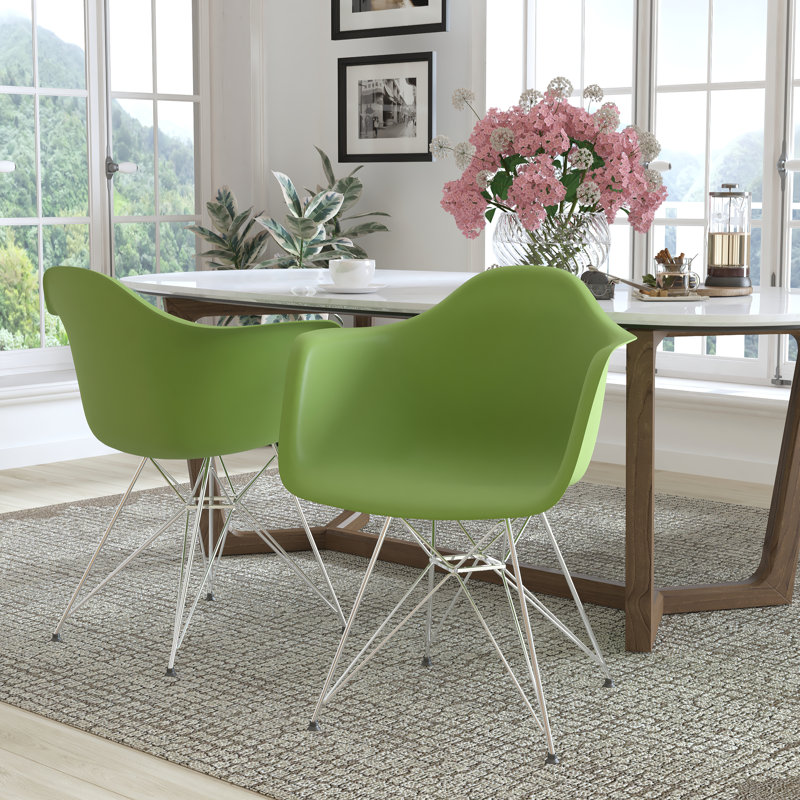 Chaise en plastique Herculaneum avec base chromée, Vert