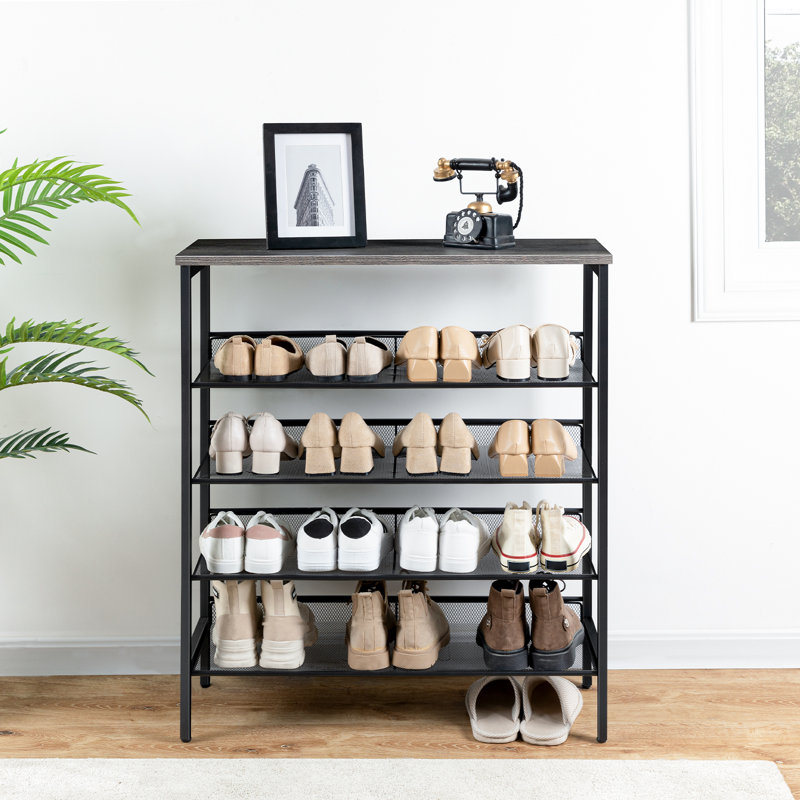 Alheide 5 Tier 20 Pair Shoe Rack, Charcoal Gray, 33.5"H x 29.5"W x 11.8"D
