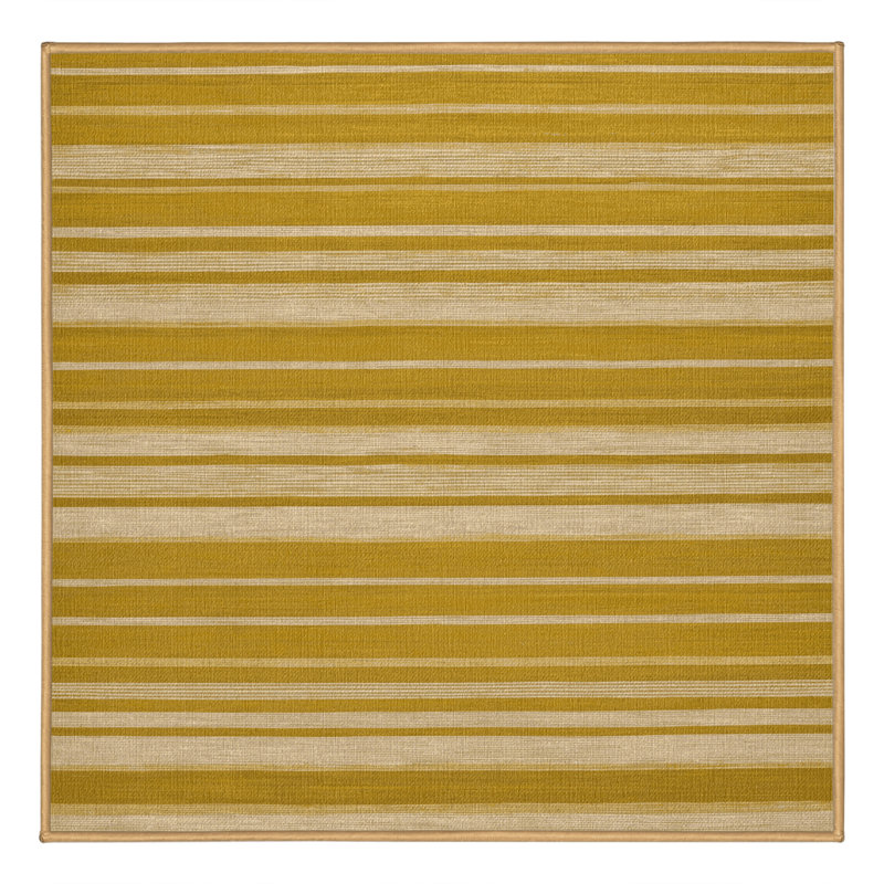 Machine Washable Horizontal Stripes Brown Area Rug, Square 7'