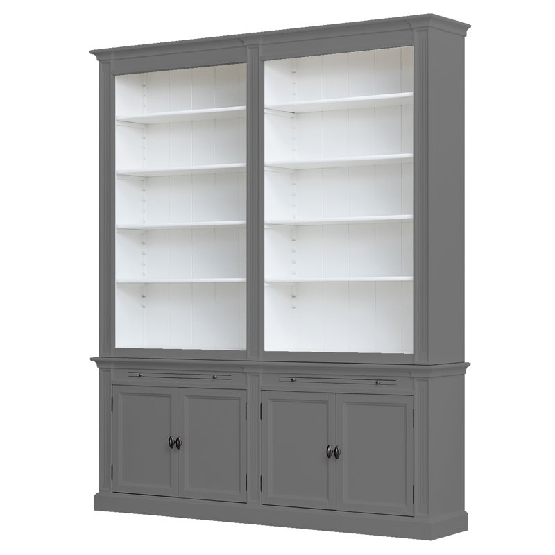 Bowland 240cm H x 200cm W Library Bookcase, Dark Grey/Black