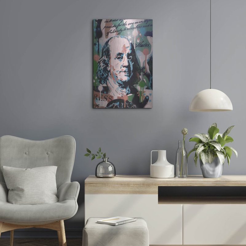 «Luxe», art mural «Franklin» par Luxe Graffiti, H 24 po x l 16 po