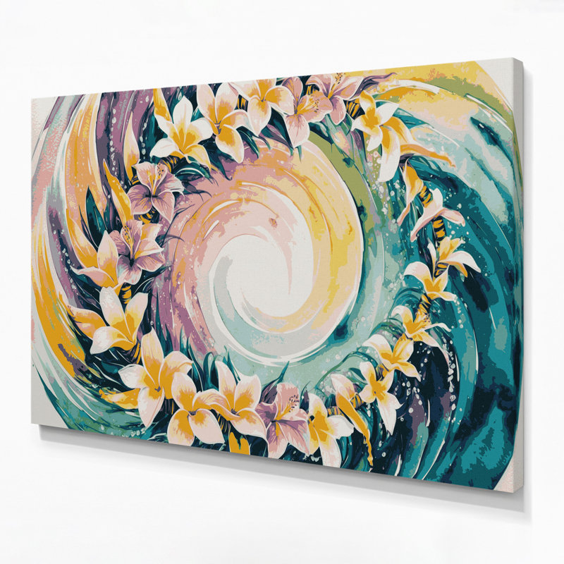 Art hawaïen sur toile beige Leis, H 11 po x l 14 po