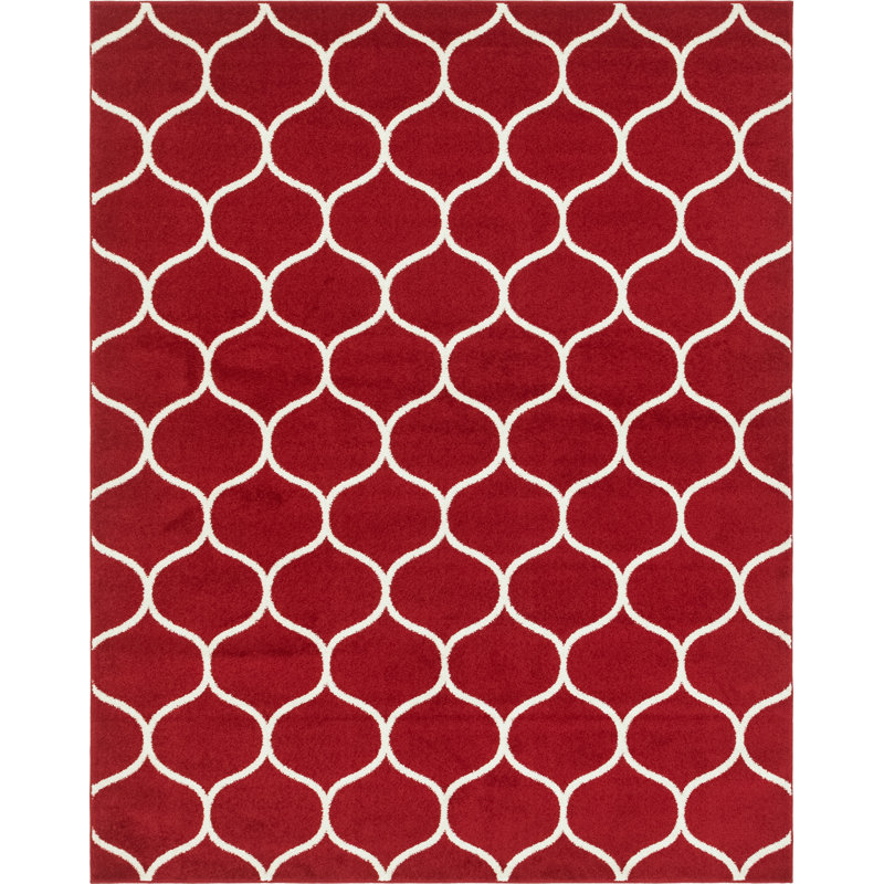 Llanet Geometric Area Rug, Rectangle 7'10" x 10', Red