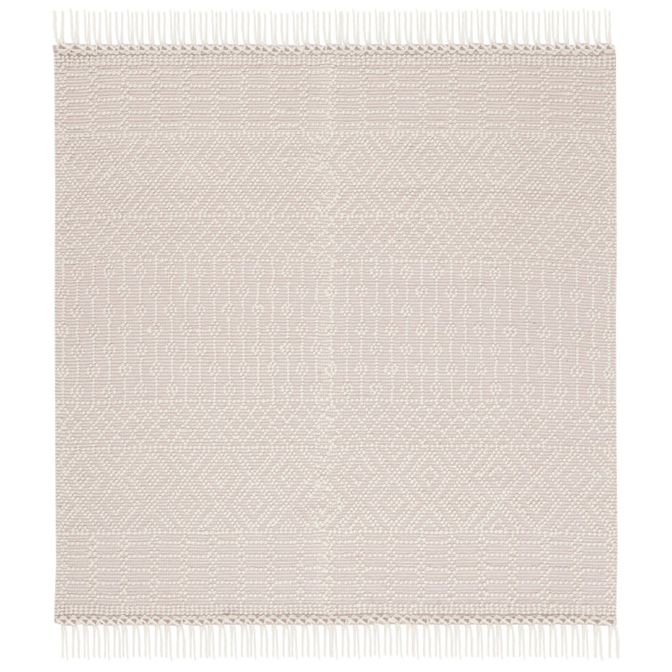 Aldeline Hand-Woven Flatweave Wool Ivory Area Rug