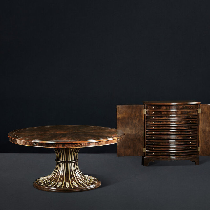 Round Mahogany Wood Dining Table