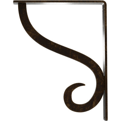1 1/2"W  x 7 1/2"D x 10"H Ashford Single, Wrought Iron Bracket, (Single center brace), Antiqued Brass
