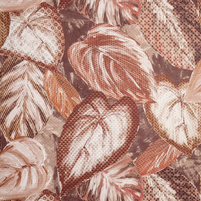 Pepper Glass Bead Finish Ficus Leaf Vita Wallpaper Roll, Orange