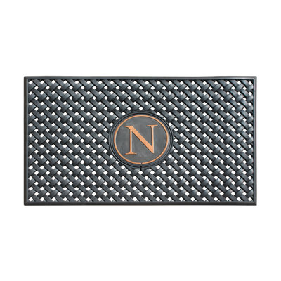 Monogram Large Weave Pattern Door Mat, 24"x39", Natural Rubber, Black, Outdoor Entryway Dirt-Scraper