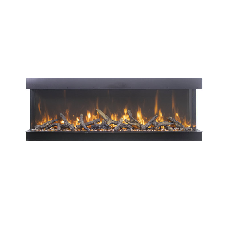 Extra Tall Black Electric Fireplace with Driftwood Media Kit