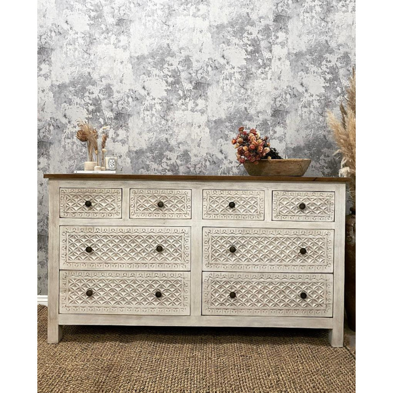 Ahmi Solid Wood 160 cm W Chest of 8 Drawers