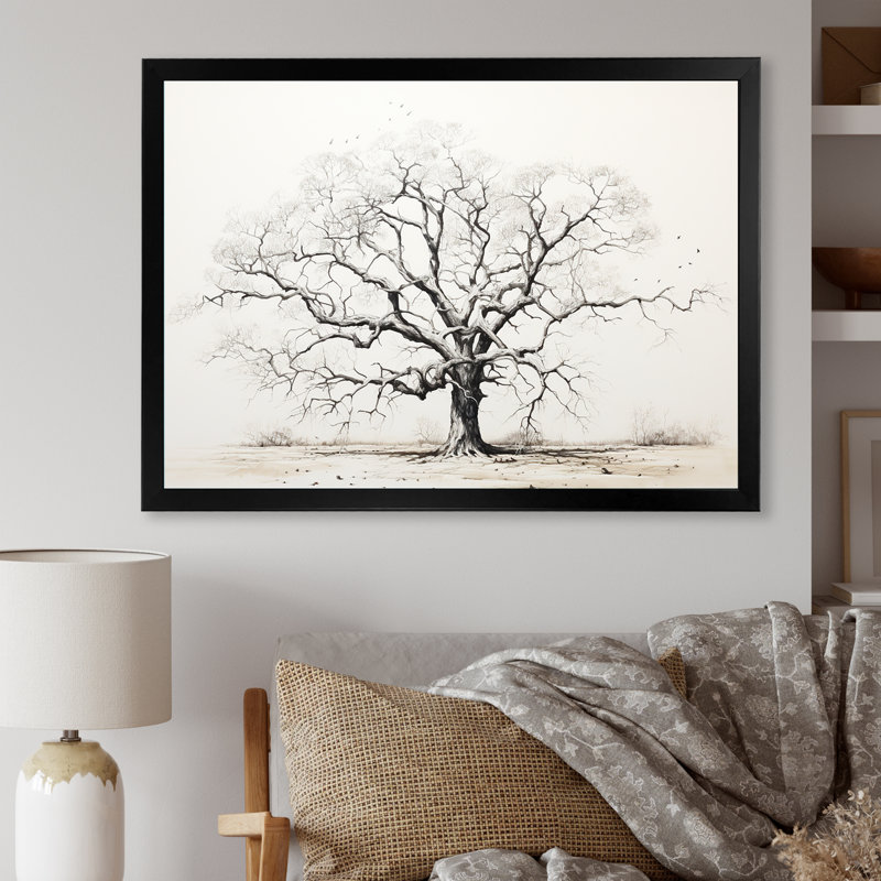 Arbre africain, minimalisme III, sur toile, H 12 po x l 20 po x P 1 po, Cadre photo noir simple