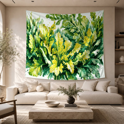 Tapisserie murale légumes et moutarde