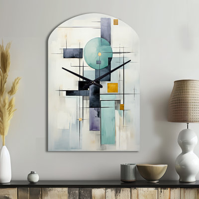 White Blue Suprematism Harmonious Convergence II - Arch Shape Large Multi-Colour Wall Clock - Unique Shape