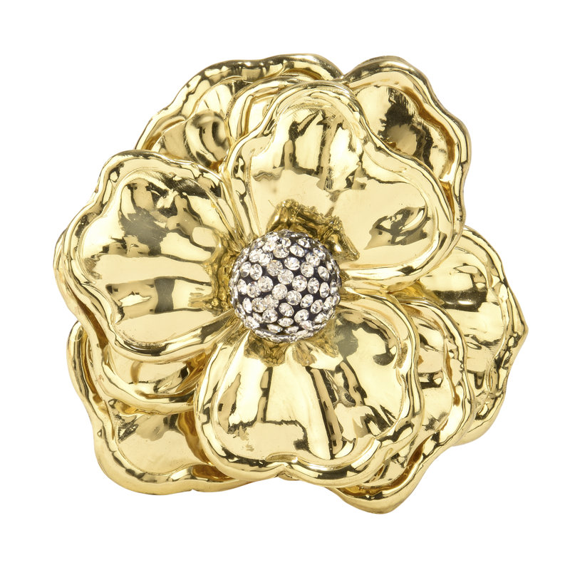Large Crystal Studded Center Napkin Ring or Centerpiece, Gold