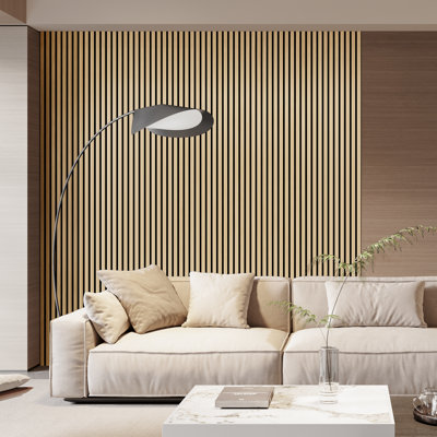 2 PCS 106"L x 20.5"W & 94.5'' Lx 24"W Acoustic Slat Wall Panels, Eco-Wood Look for Home/Office Wall & Ceiling