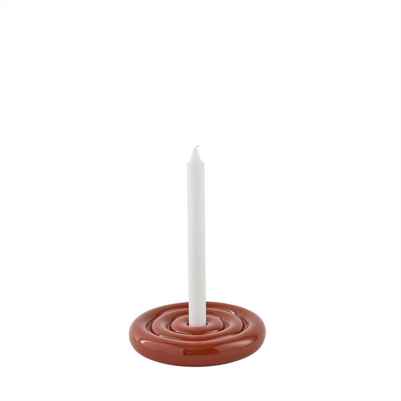 Savi Ceramic Candlestick, Nutmeg