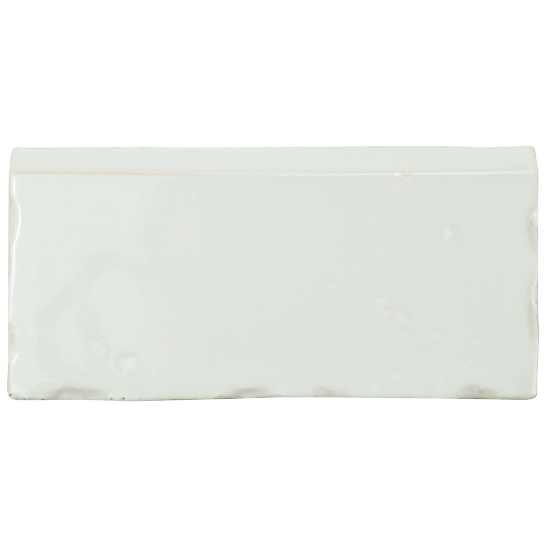 Novecento Zocalo 2-1/2"x 5-1/8" Glossy Ceramic Bullnose Wall Tile Trim in White (Set of 6) Merola Tile