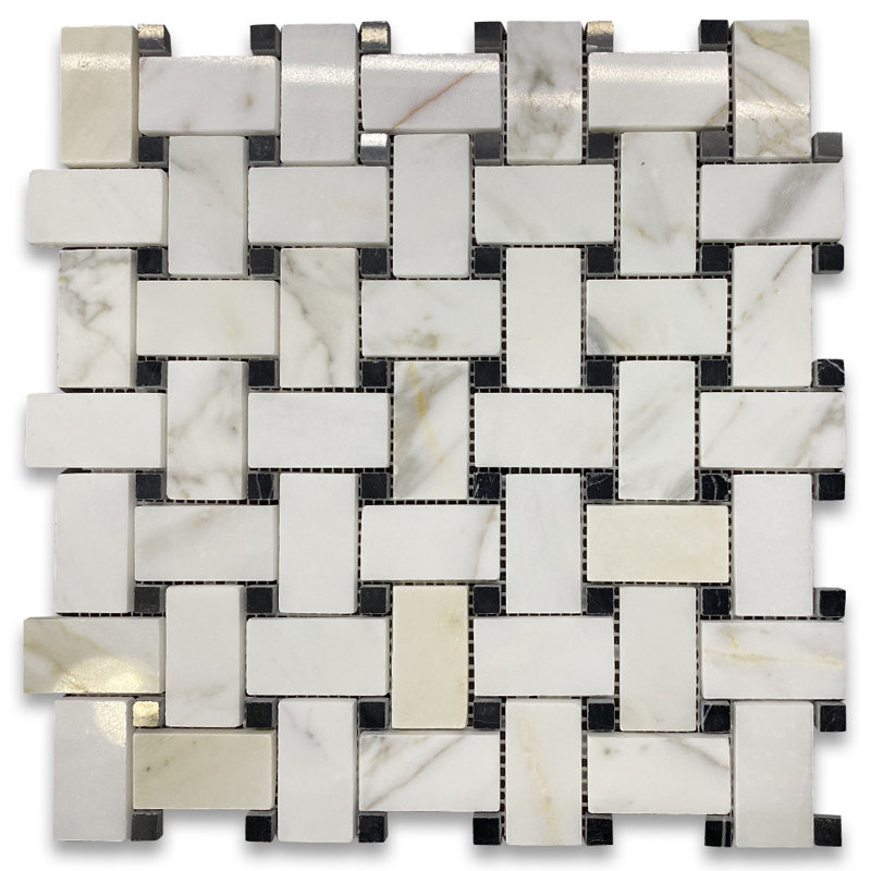 Calacatta 12" x 12" Marble Mosaic Tile, White/Gray