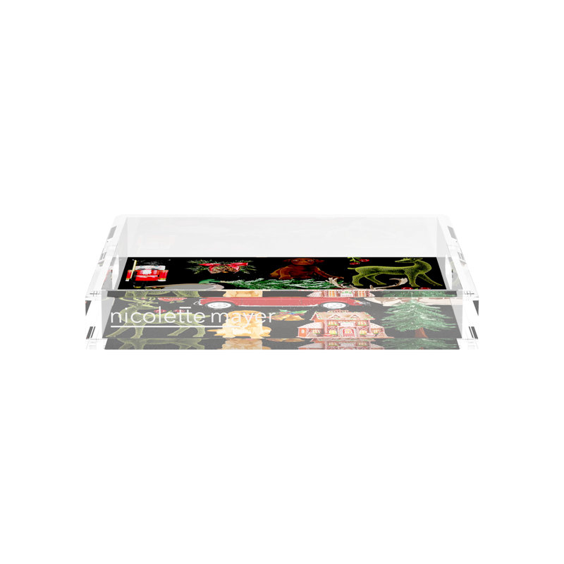 Acrylic Decorative Tray, Black, 12"W x 12"D x 2"H