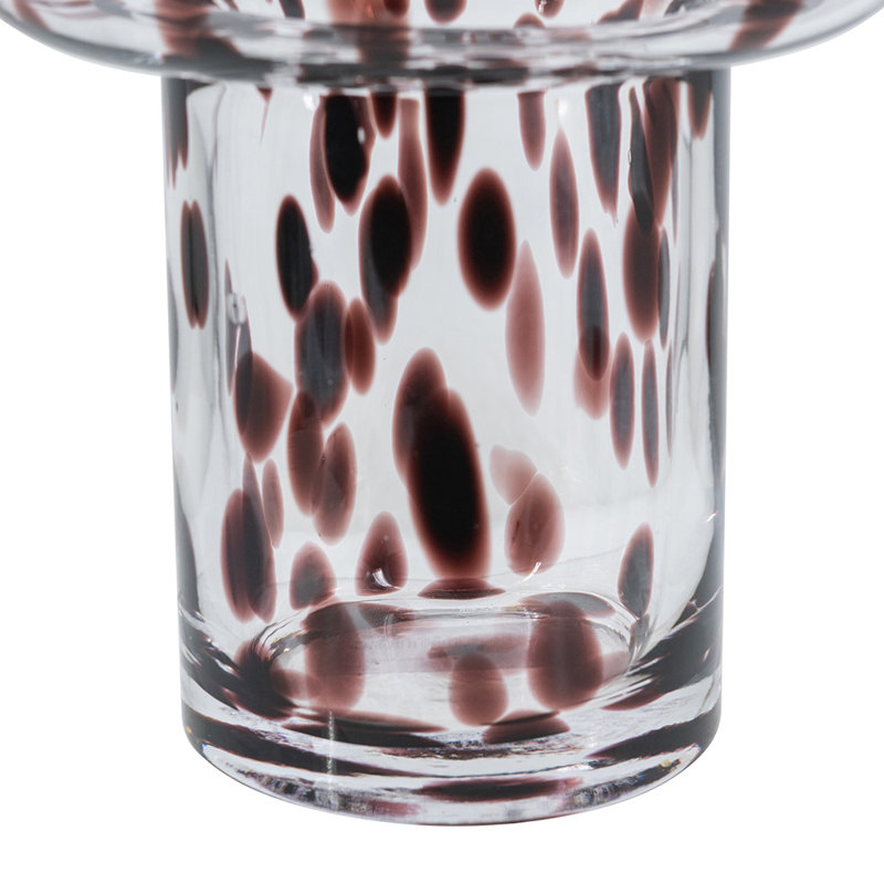 Vase en verre transparent Calderon D6x8 "avec taches artistiques ambrées
