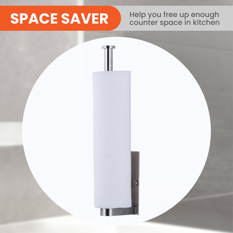 Porte-essuie-tout mural pour cuisine en acier inoxydable (paquet de 2), Nickel brossé