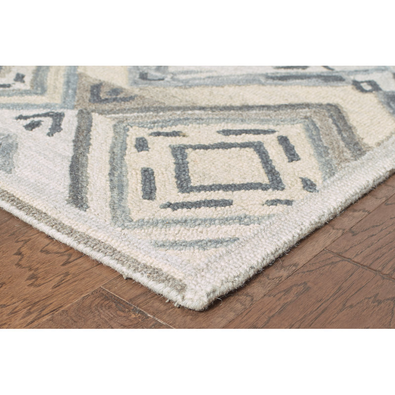 Tapis décoratif gris en laine Touffeté à la main Cecelia, Rectangle 8 pi 9 po x 11 pi 9 po