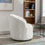 Fauteuil demi-tonneau avec accoudoirs pivotant en tissu de poils de lapin artificiel avec anneau en métal thermolaqué noir