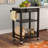 Ahseem Faux Marble with Wood Kitchen Buffet Serving Cart