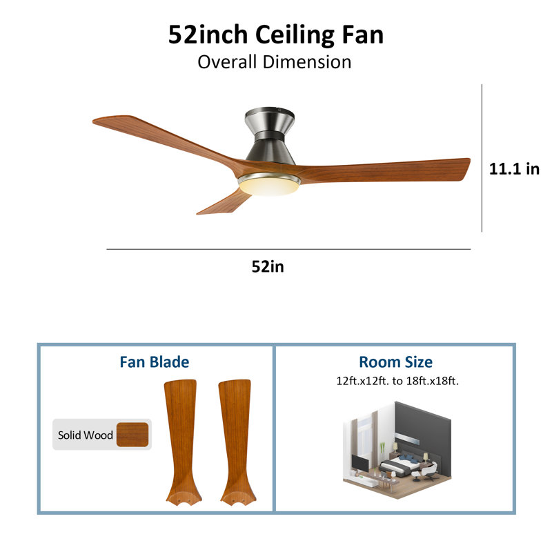 Amonta 52'' Ceiling Fan with LED Lights, Red, Silver