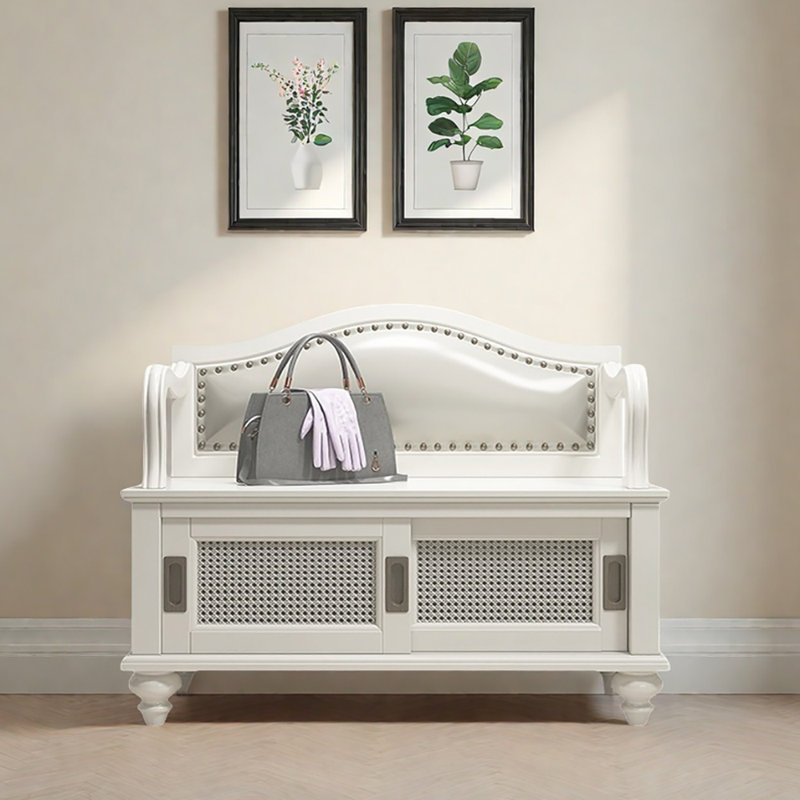 47.2in Retro Style Shoe Changing Stool, Ivory