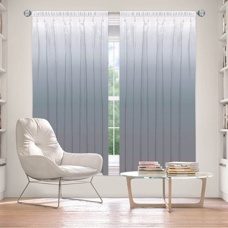 Vandela Room Darkening Curtain Pair, 40" W x 82" L, Gray/Dark/Blue