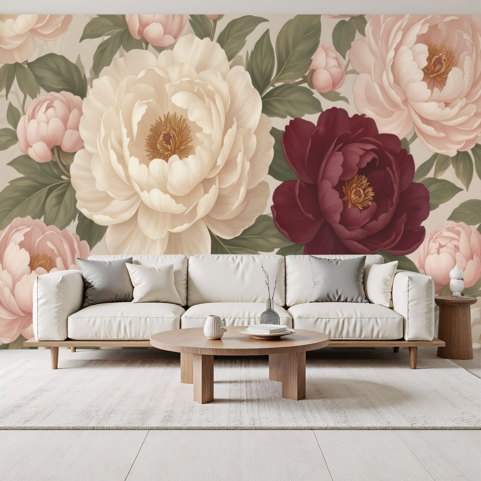 Red Barrel Studio Peel and Stick Wallpaper Vintage Peony Floral Soft ...