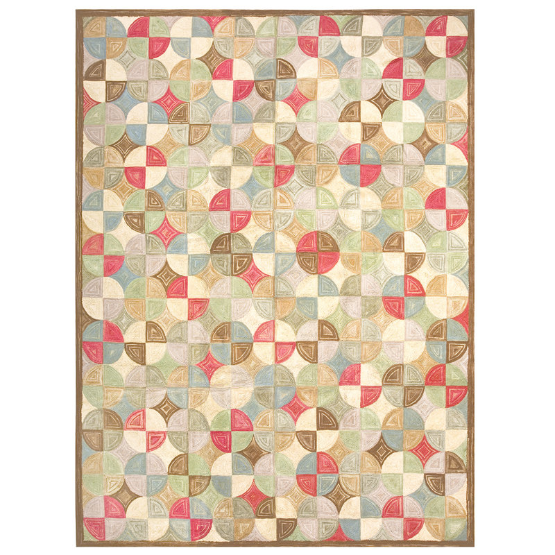 Hand Hooked Wool Geometric Area Rug