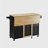 Kitchen Island with Kitchen Trolley, Expandable Rubberwood Top, Internal Adjustable Shelves for Various Kitchenware, 3 Large Drawers, Spice Rack, Towel Rack, Black Honeycomb