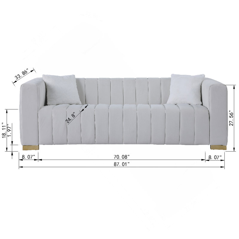 A Canapé Modern Channel, 3 places, Chesterfield, couleur noire, Noir