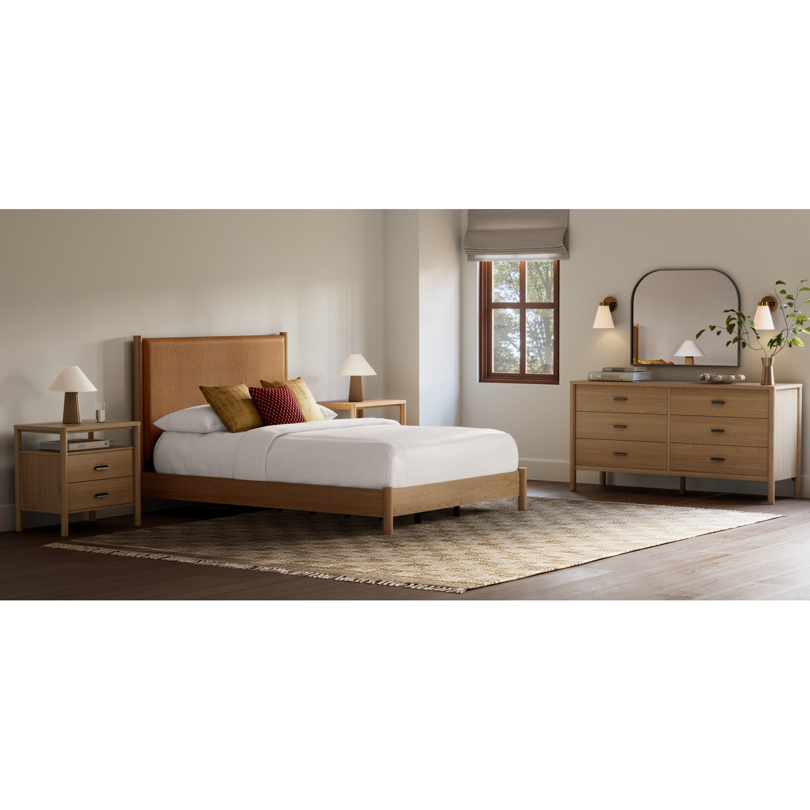 Kaplan Wood Bed, Natural/Beige, Queen