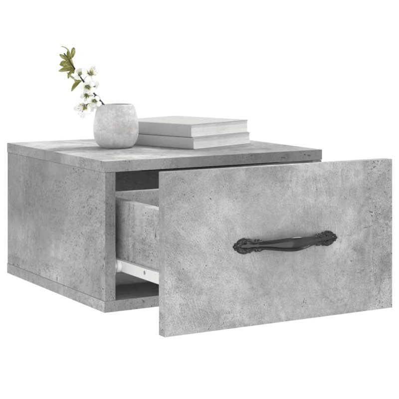 Courtnie 35cm W Manufactured Wood Bedside Table, Concrete Grey