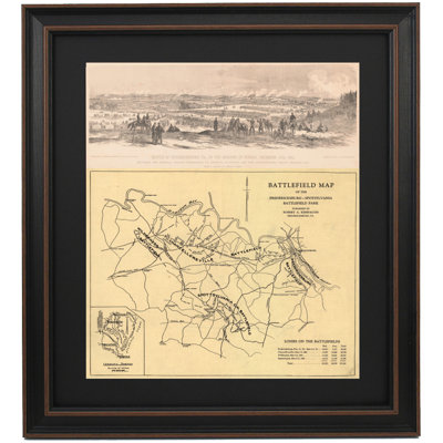 Framed Battle Of Fredericksburg By Edwin Forbes With Battlefield Map