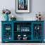 Buffet bleu sarcelle de 60 po et pieds pratiques en bois massif avec tablettes réglables pour buffet Space